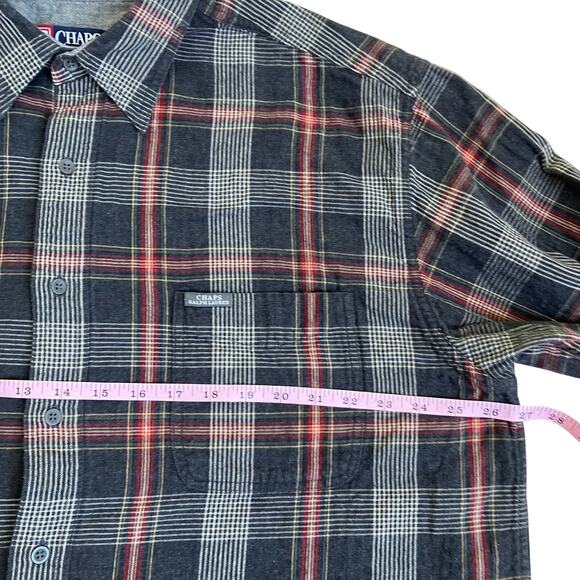 Chaps RL Mens Sz XXL Grey Plaid Button Down Shirt Double Cloth Cotton Casual - Picture 15 of 16